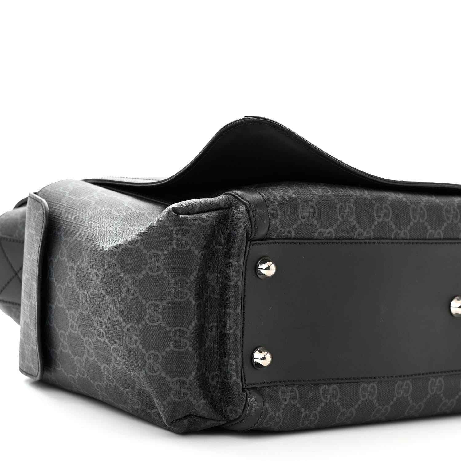 Gucci GG Supreme Monogram Web Messenger Diaper Bag Black Grey 10 of 11