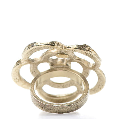 Chanel Crystal Pearl CC Camellia Ring Gold 4 of 6