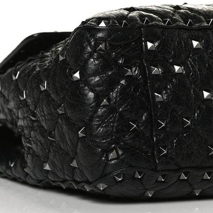Valentino Garavani Craquele Nappa Large Rockstud Spike Shoulder Bag Black 8 of 12