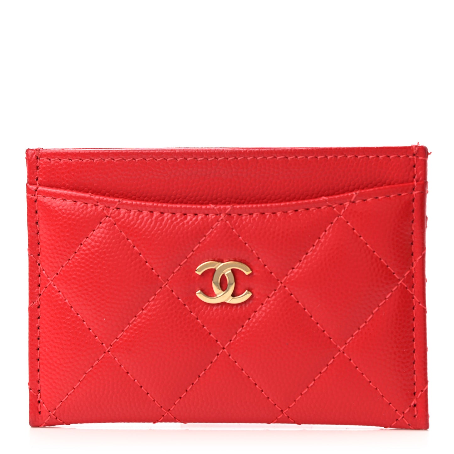 Caviar Quilted Card Holder Red