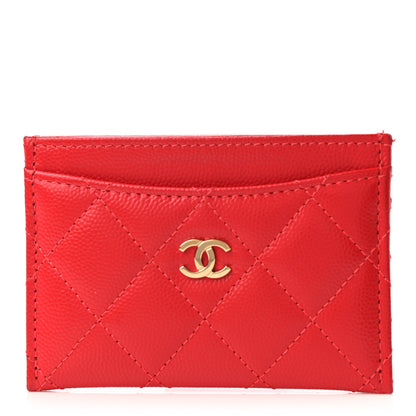 Chanel Caviar Quilted Card Holder Red 1 of 9