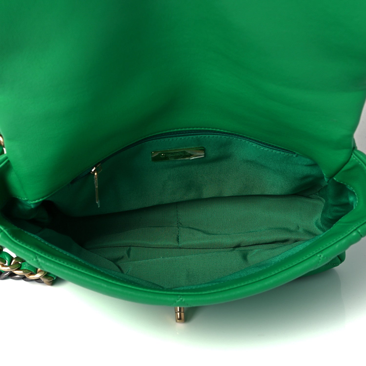 Chanel Goatskin Quilted Large Chanel 19 Flap Green 5 of 10