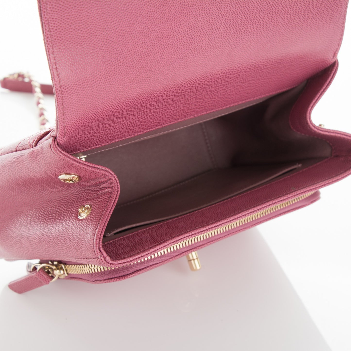 Caviar Quilted Small Business Affinity Flap Dark Pink