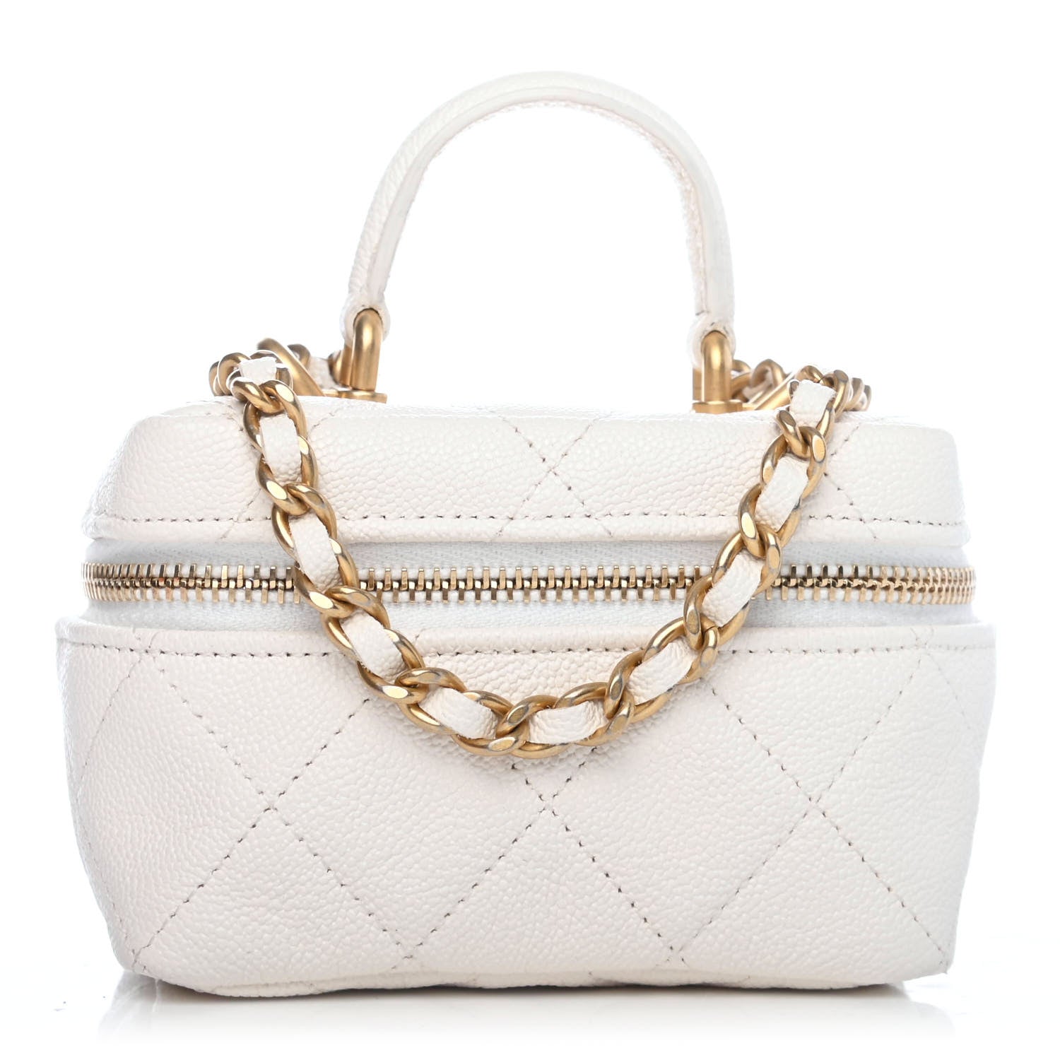 Chanel Caviar Quilted Mini Top Handle Vanity With Chain White 1 of 4