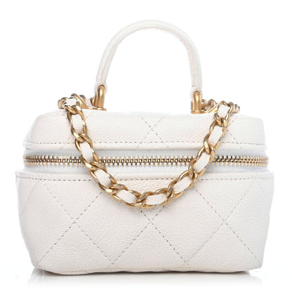Chanel Caviar Quilted Mini Top Handle Vanity With Chain White 1 of 4