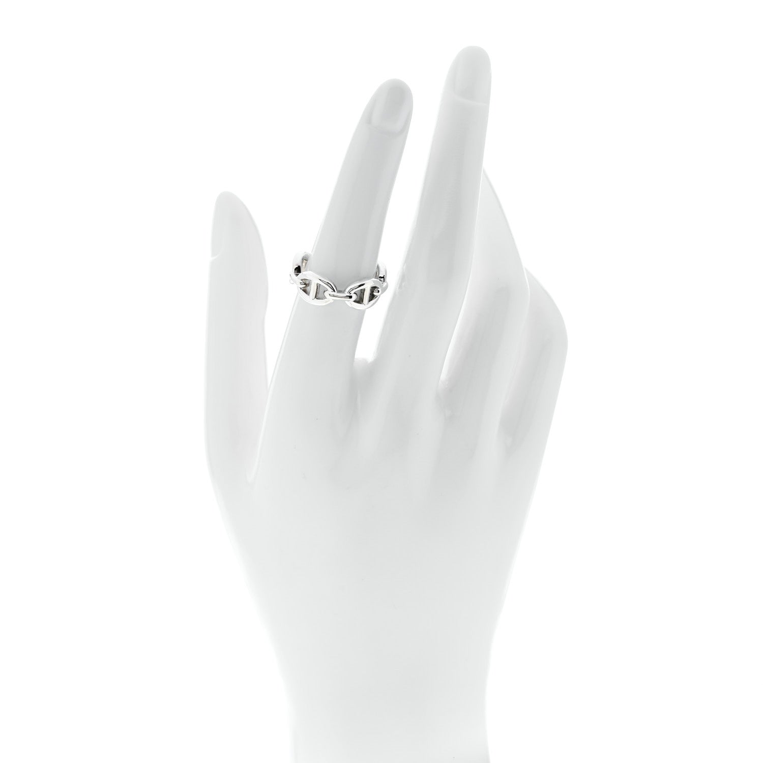 Hermes Sterling Silver PM Chaine d'Ancre Enchainee Band Ring 53 6.5 2 of 6