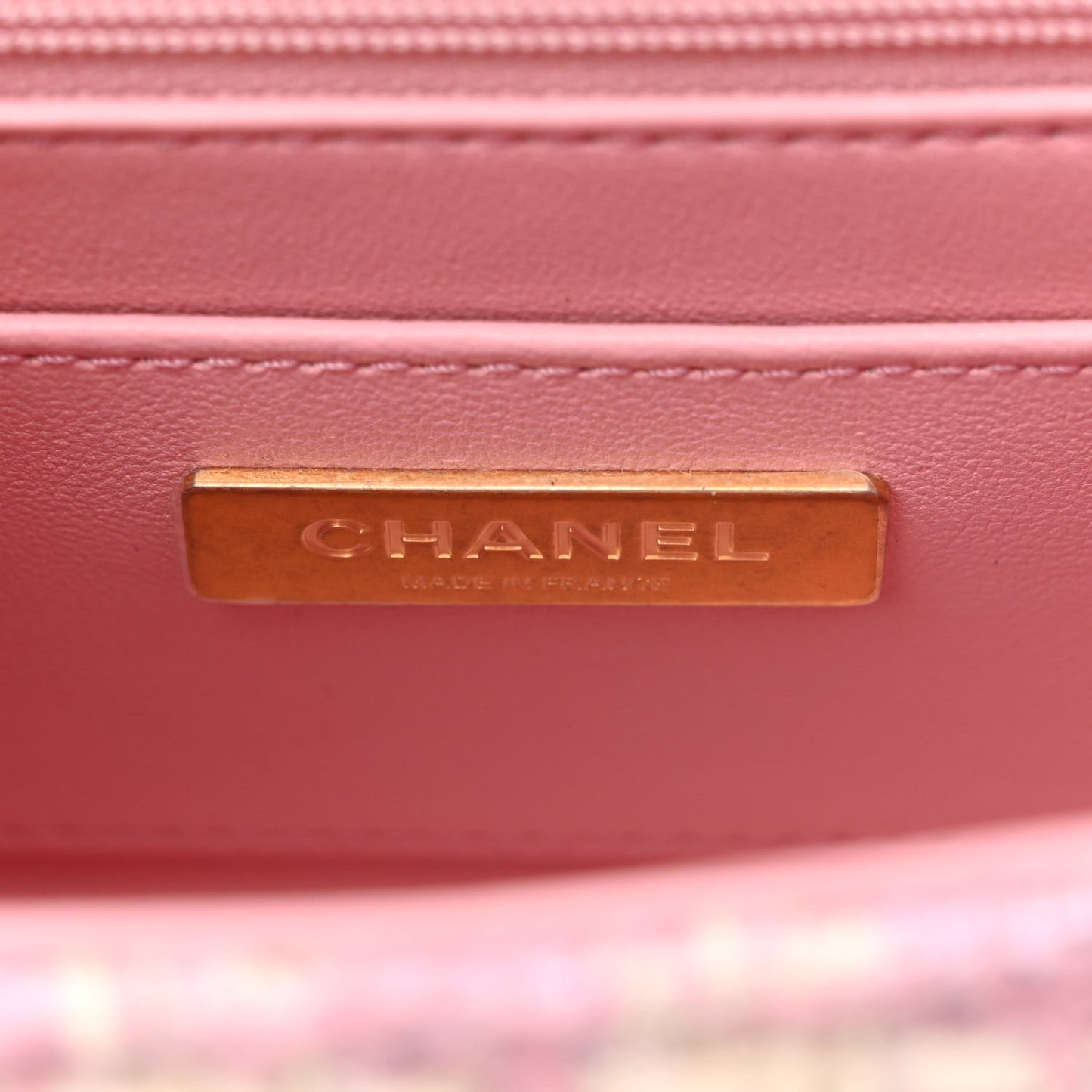 Tweed Handle Crush Top Handle Flap Bag Pink Ecru