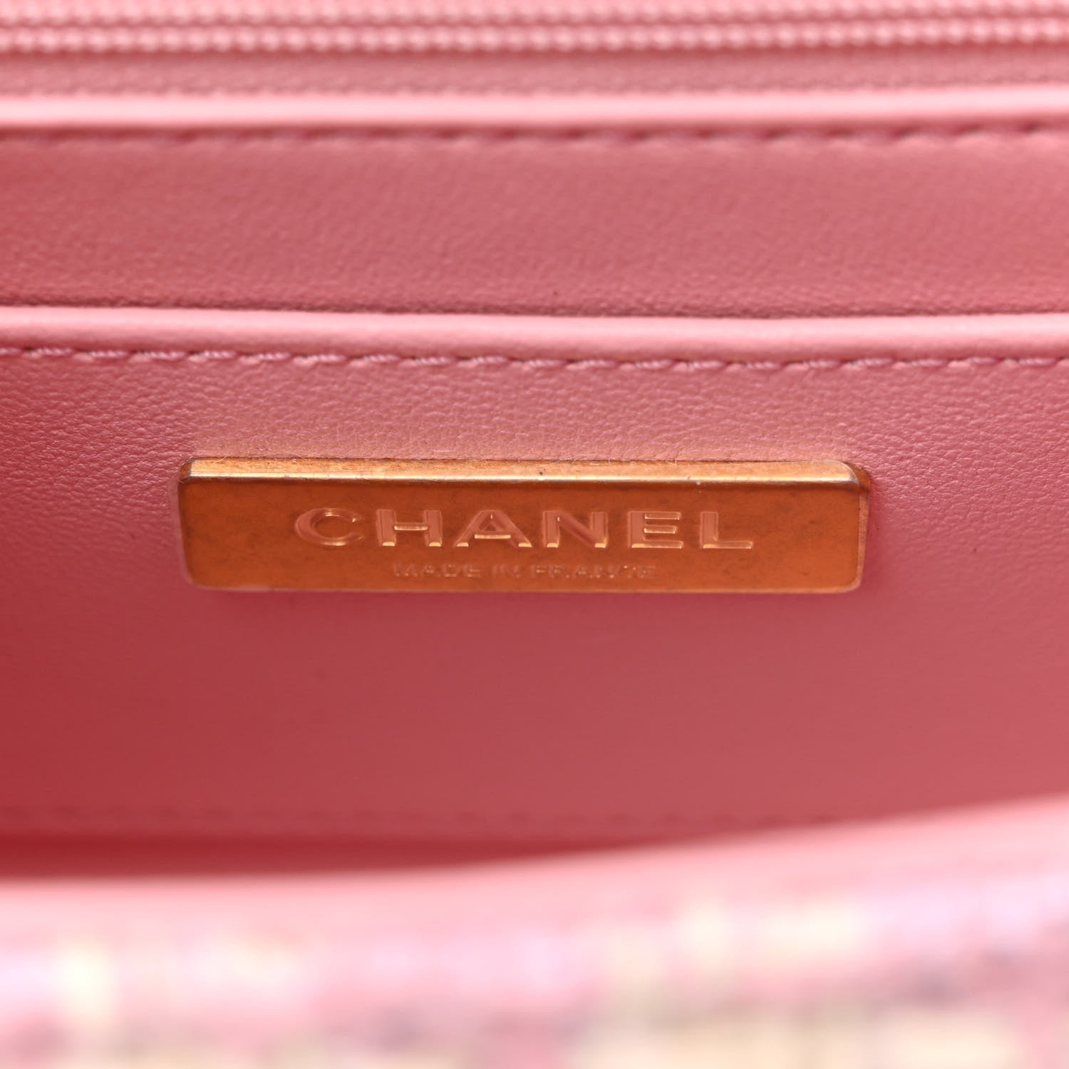 Chanel Tweed Handle Crush Top Handle Flap Bag Pink Ecru 6 of 9