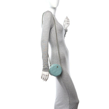 Chanel Caviar Quilted Round Clutch With Chain Light Blue 2 of 14