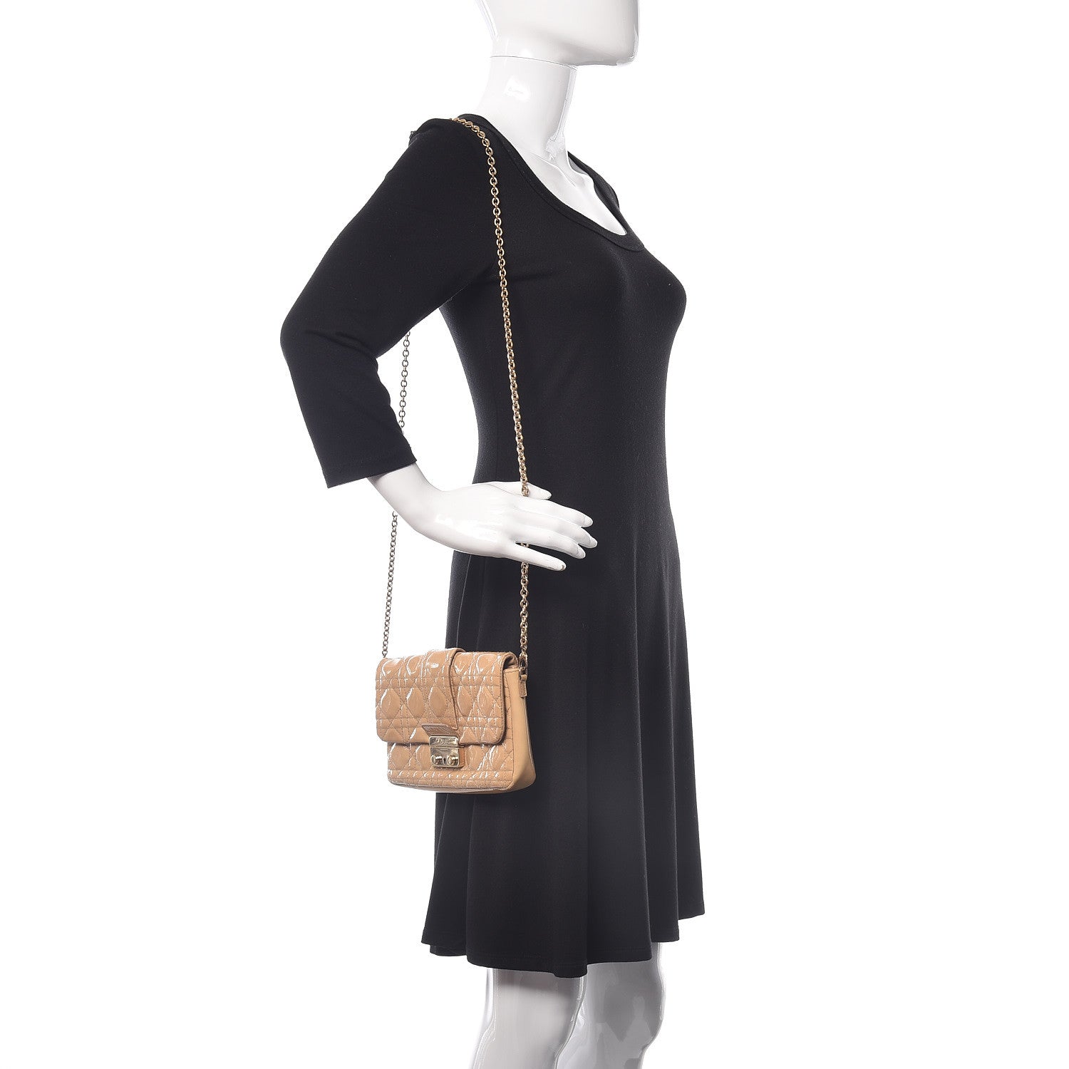 Christian Dior Patent Cannage New Lock Pouch Beige 2 of 9