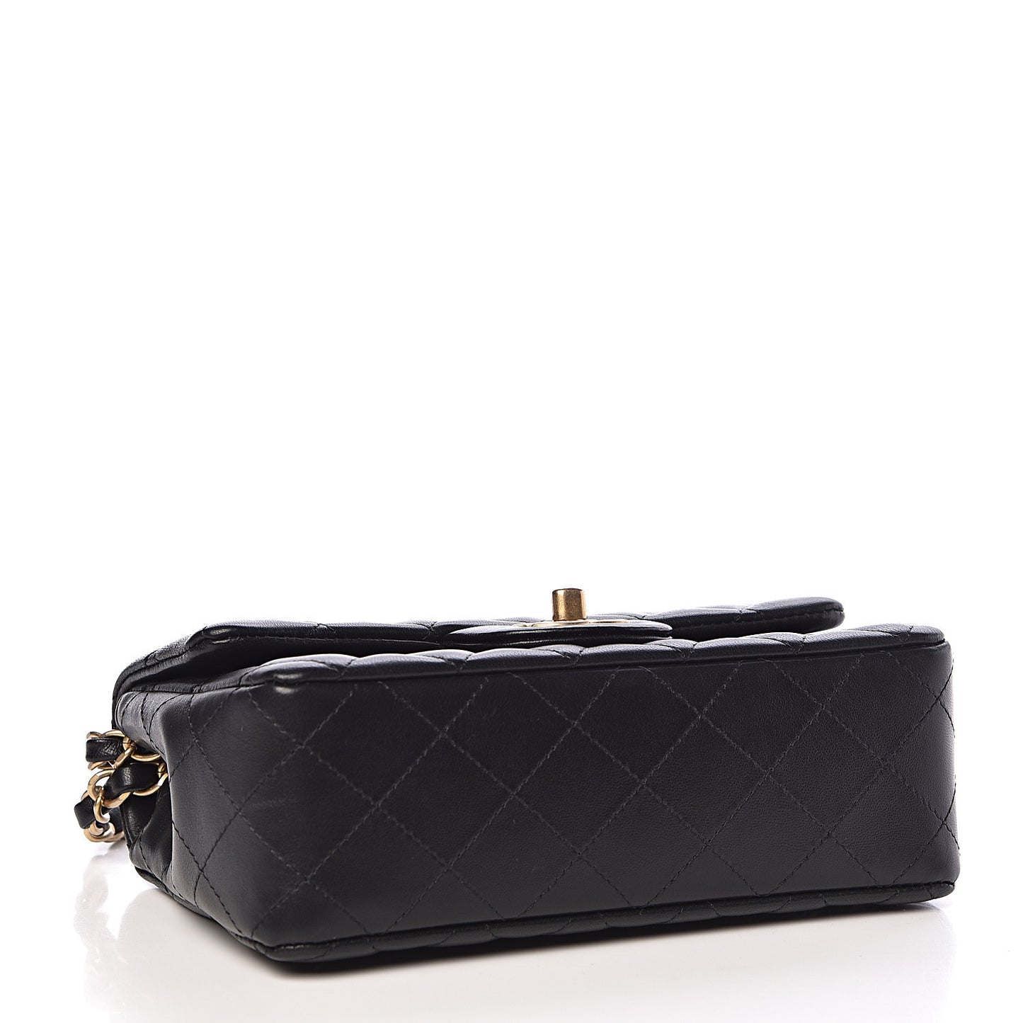 Lambskin Quilted Mini Rectangular Flap Black