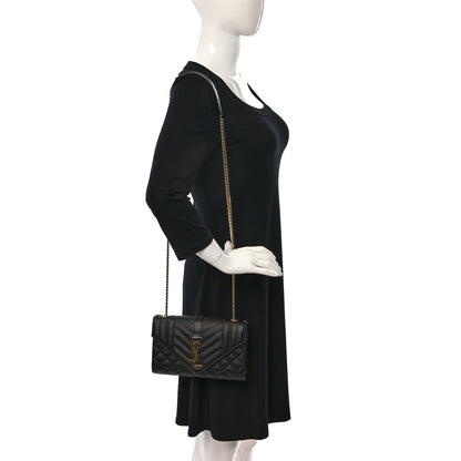 Saint Laurent Grain De Poudre Textured Mixed Matelasse Triquilt Small Monogram Satchel Black 2 of 8