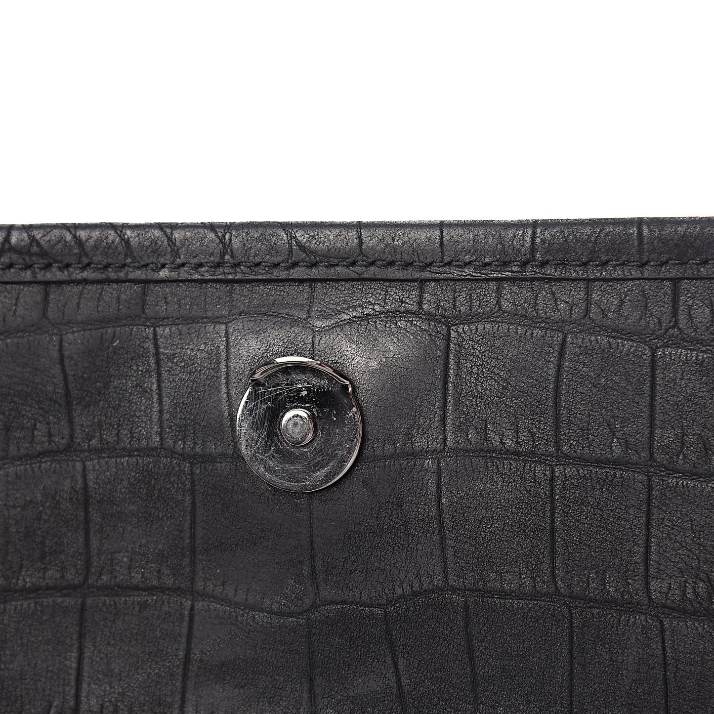Nubuck Crocodile Embossed Monogram Medium Niki Chain Satchel Black