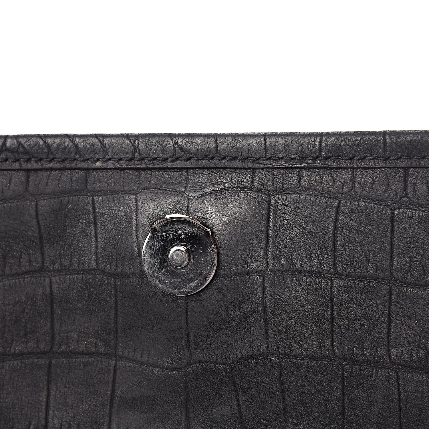 Saint Laurent Nubuck Crocodile Embossed Monogram Medium Niki Chain Satchel Black 9 of 17