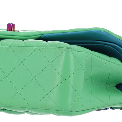 Chanel Lambskin Quilted Small Double Flap Green Blue 11 of 11