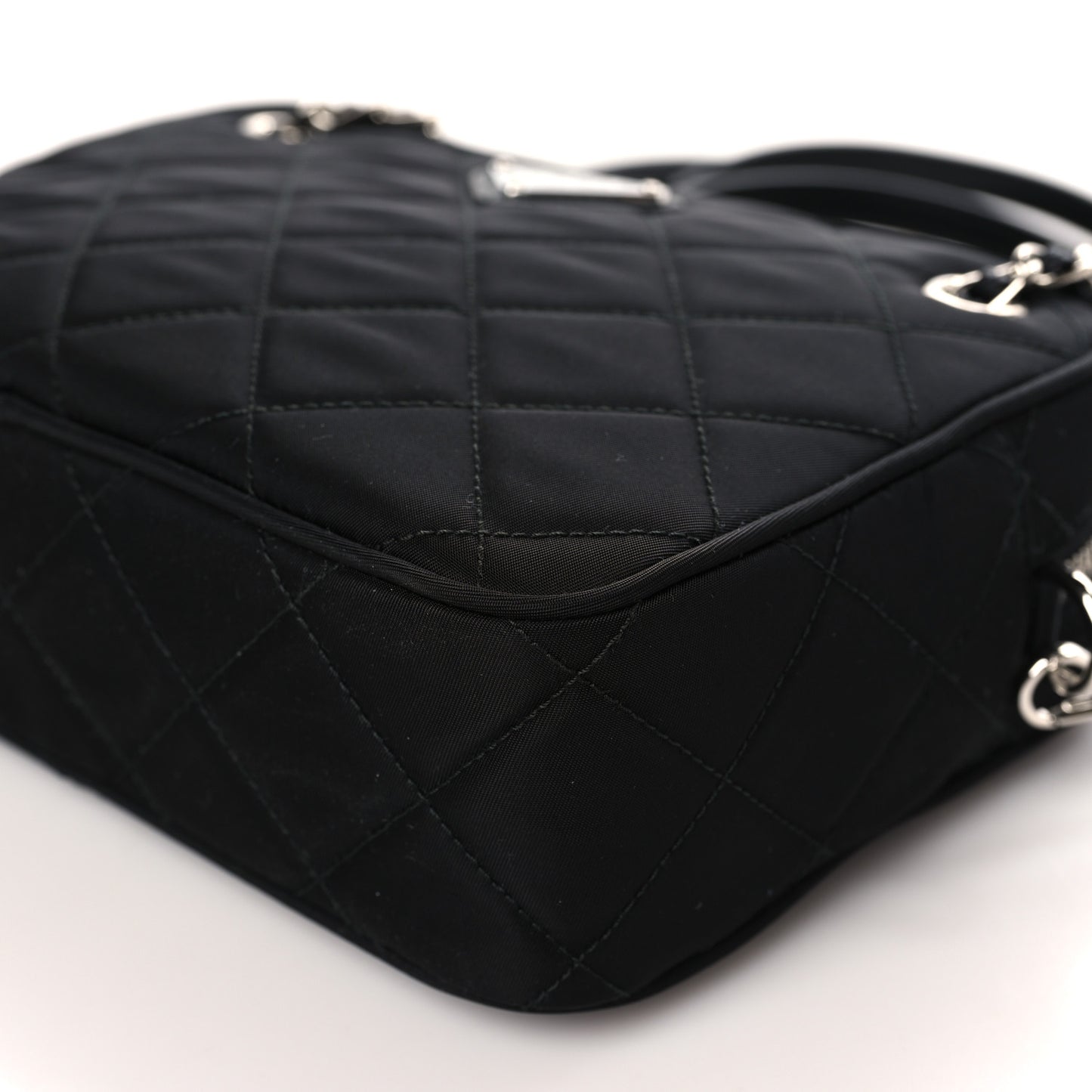 Nylon Tessuto Impuntu Quilted Bandoliera Crossbody Bag Black