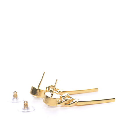 Chanel Crystal Tag Drop Earrings Gold 3 of 5