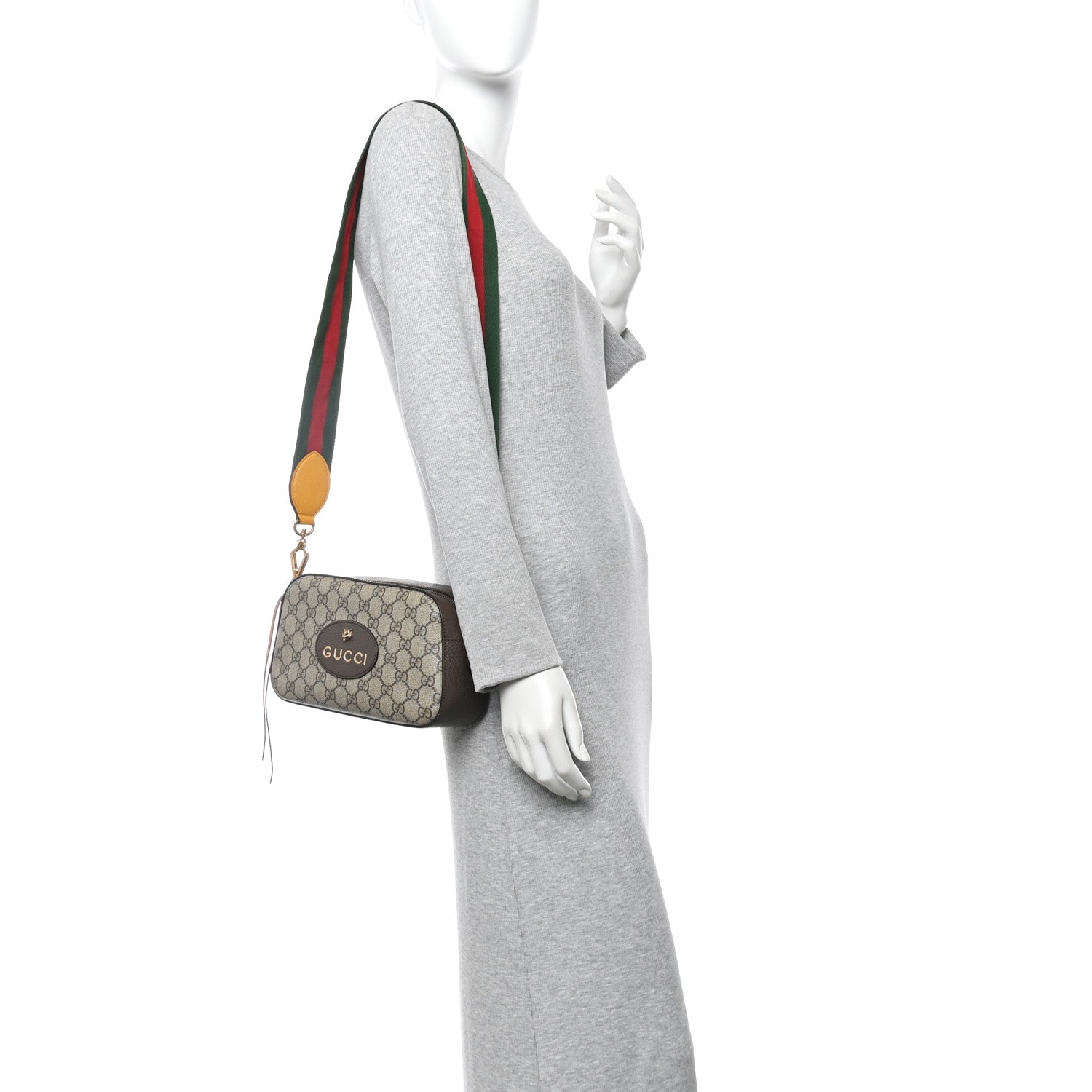 Gucci GG Supreme Monogram Web Neo Vintage Shoulder Bag Beige New Acero Crop 2 of 14