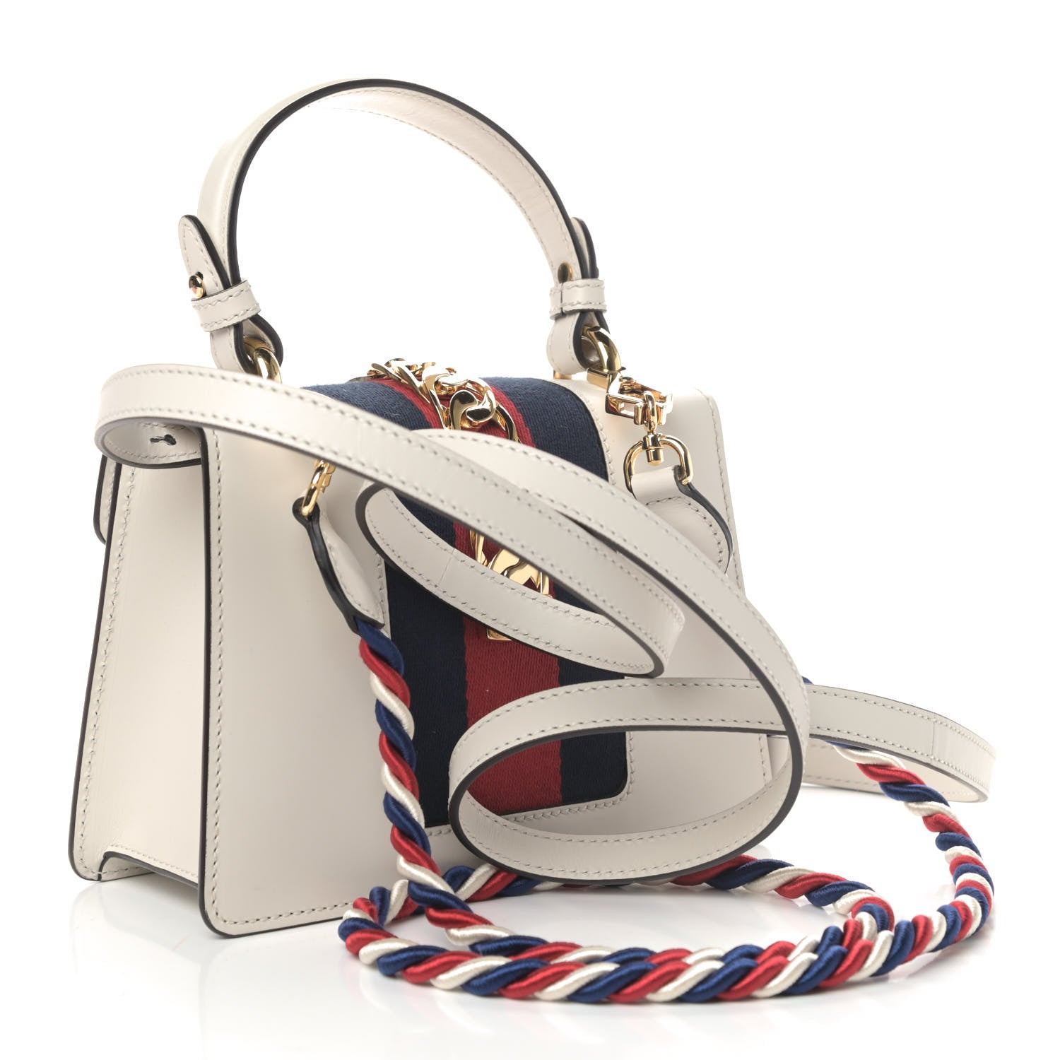 Gucci Calfskin Mini Sylvie Top Handle Bag White 2 of 4
