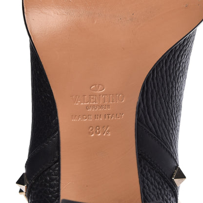 Valentino Garavani Pebbled Calfskin Rockstud Double Buckle 70mm Block Heel Ankle Boots 38.5 Black 8 of 11