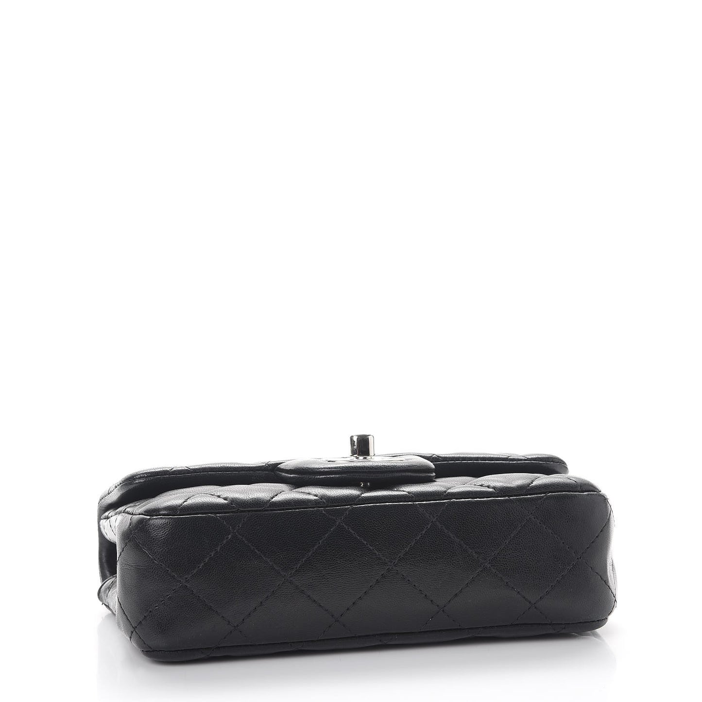 Lambskin Quilted Extra Mini Rectangular Flap Black