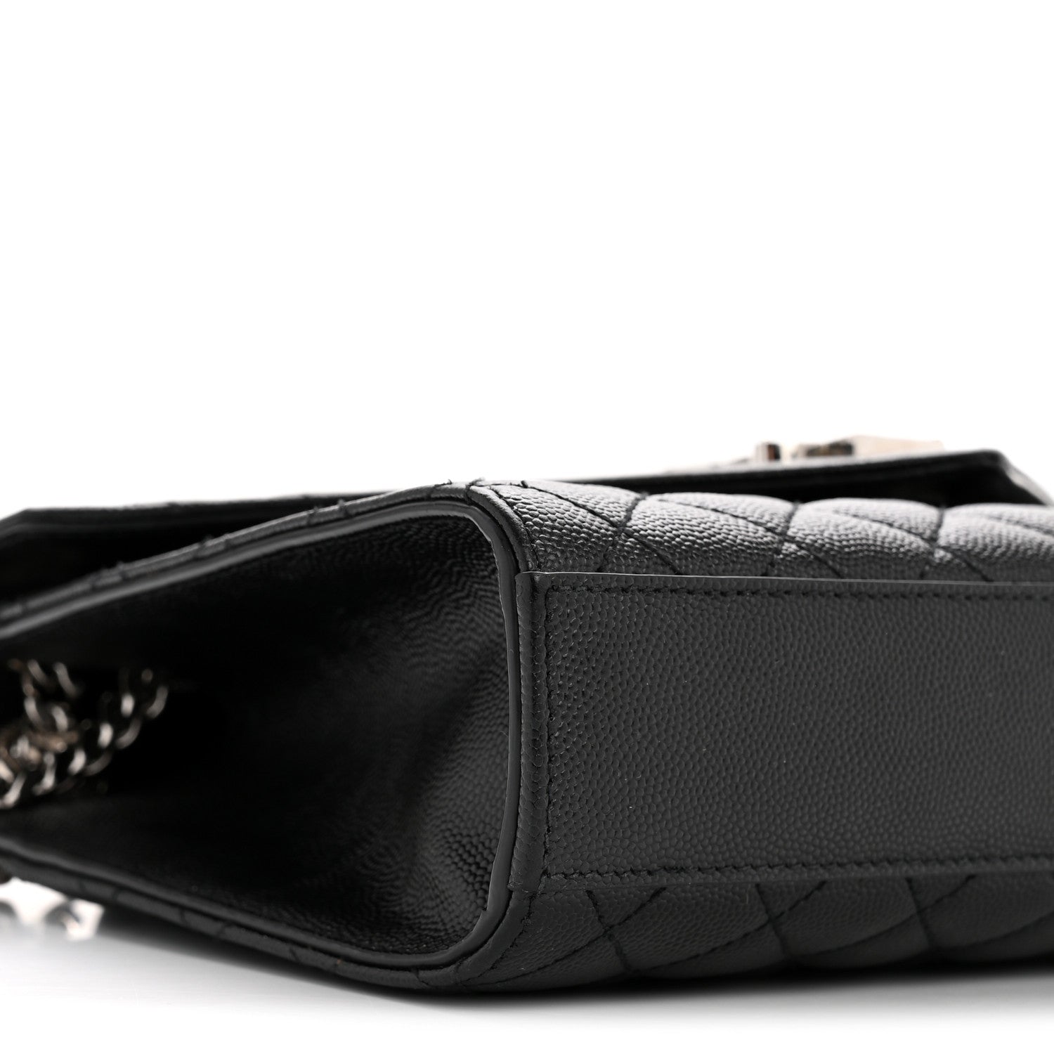 Saint Laurent Grain De Poudre Textured Mixed Matelasse Triquilt Medium Monogram Satchel Black 9 of 12
