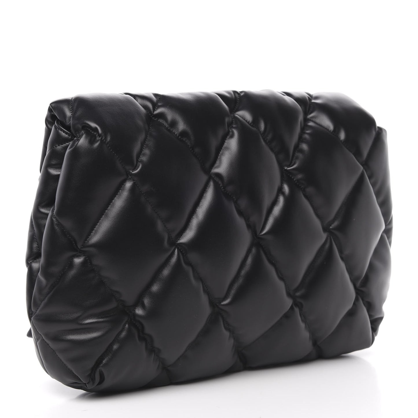 Nappa Calfskin Quilted Touch B Clutch Bag Black