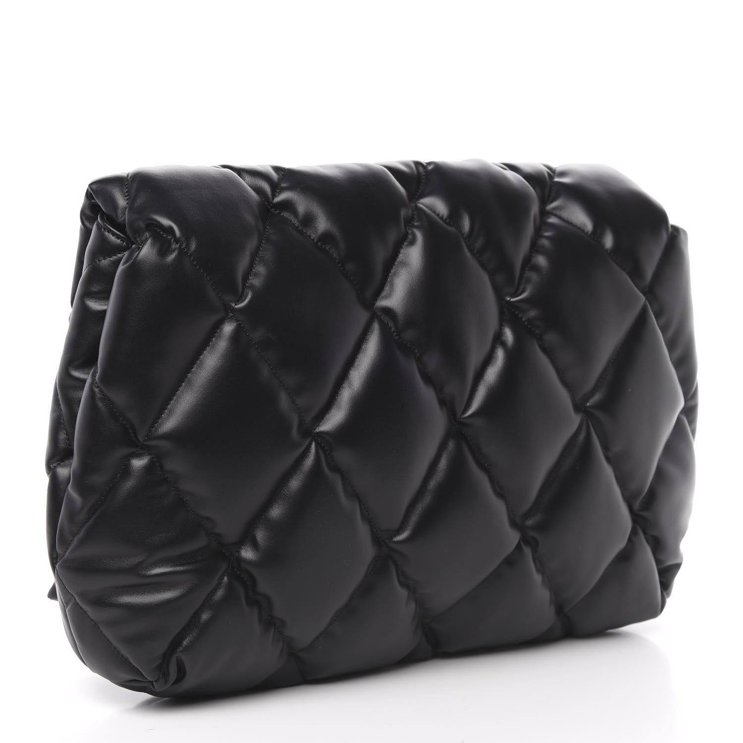 Balenciaga Nappa Calfskin Quilted Touch B Clutch Bag Black 3 of 10