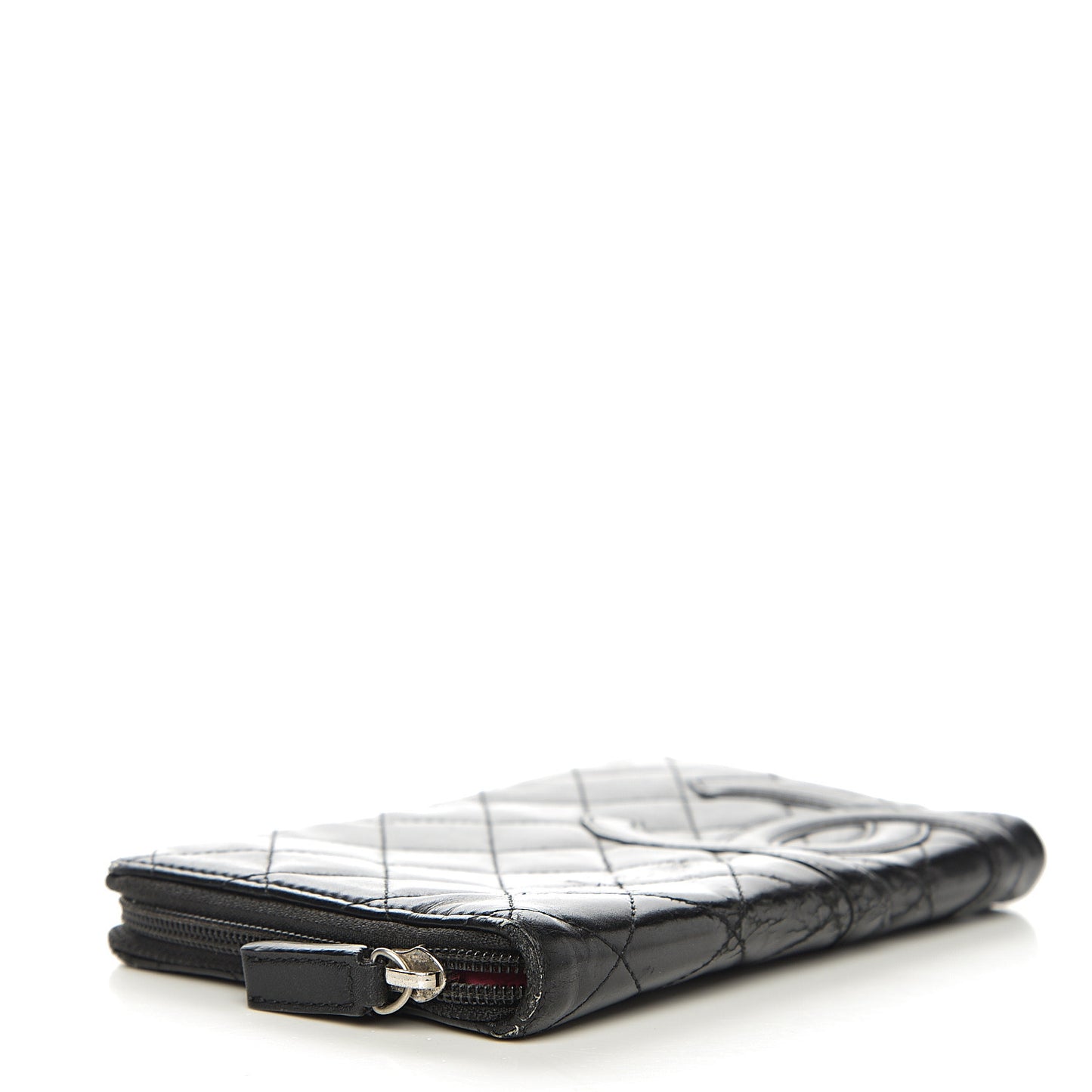 Calfskin Cambon Zip Around Organizer Wallet Black