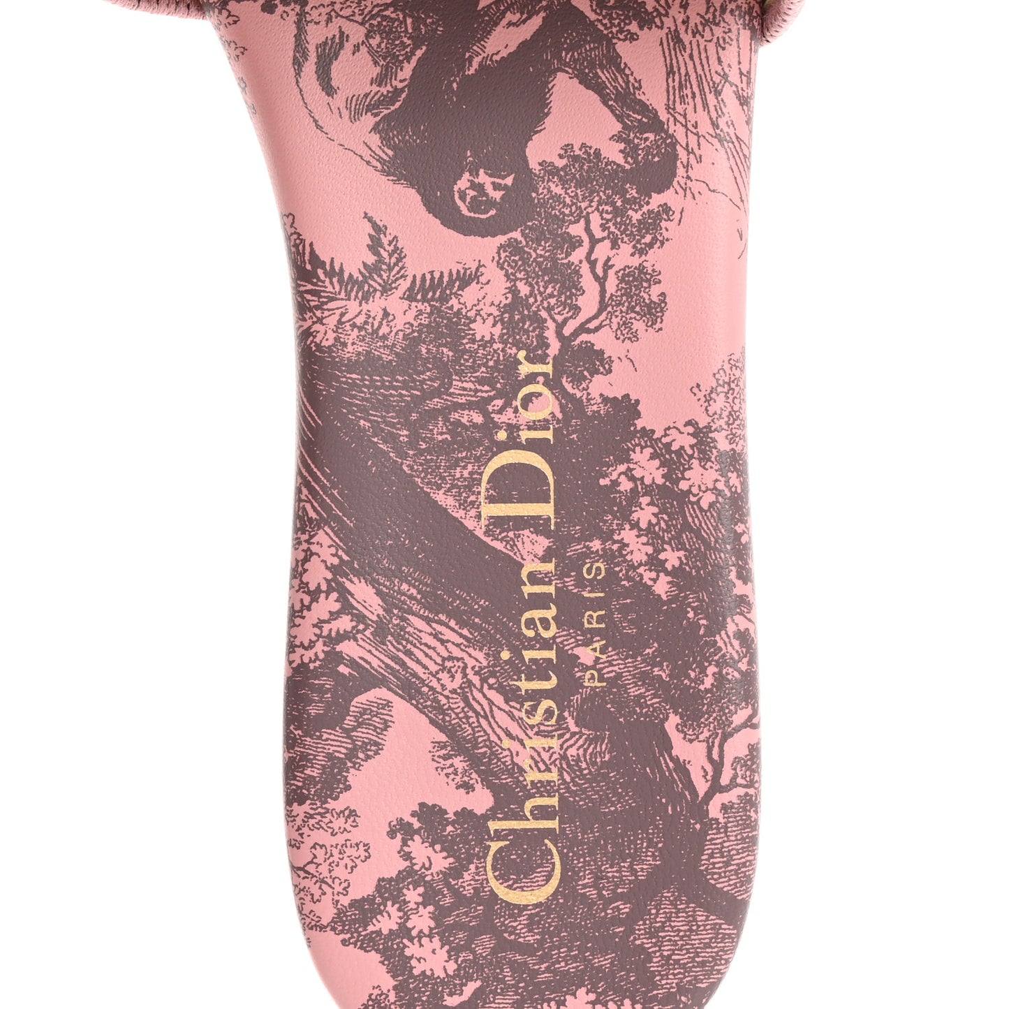 Canvas Toile De Jouy Embroidered Dway Flat Slide Sandals 36 Chateau Rose