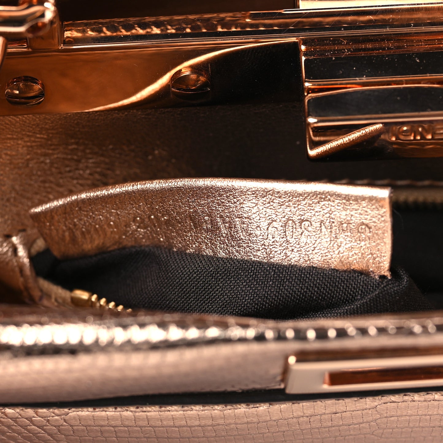 Metallic Lizard XS Peekaboo Iconic Satchel Rose Gold