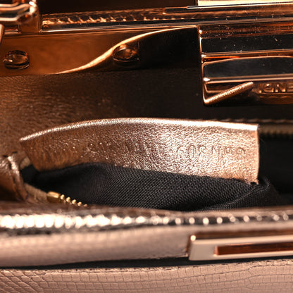 Fendi Metallic Lizard XS Peekaboo Iconic Satchel Rose Gold 7 of 9