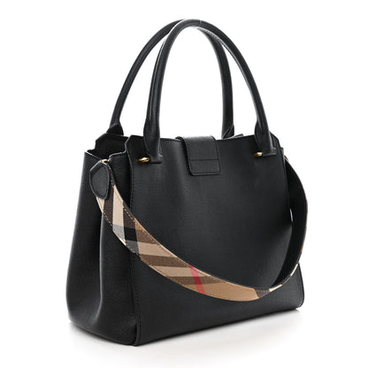Burberry Soft Grain Calfskin Medium Buckle Tote Black 3 of 15