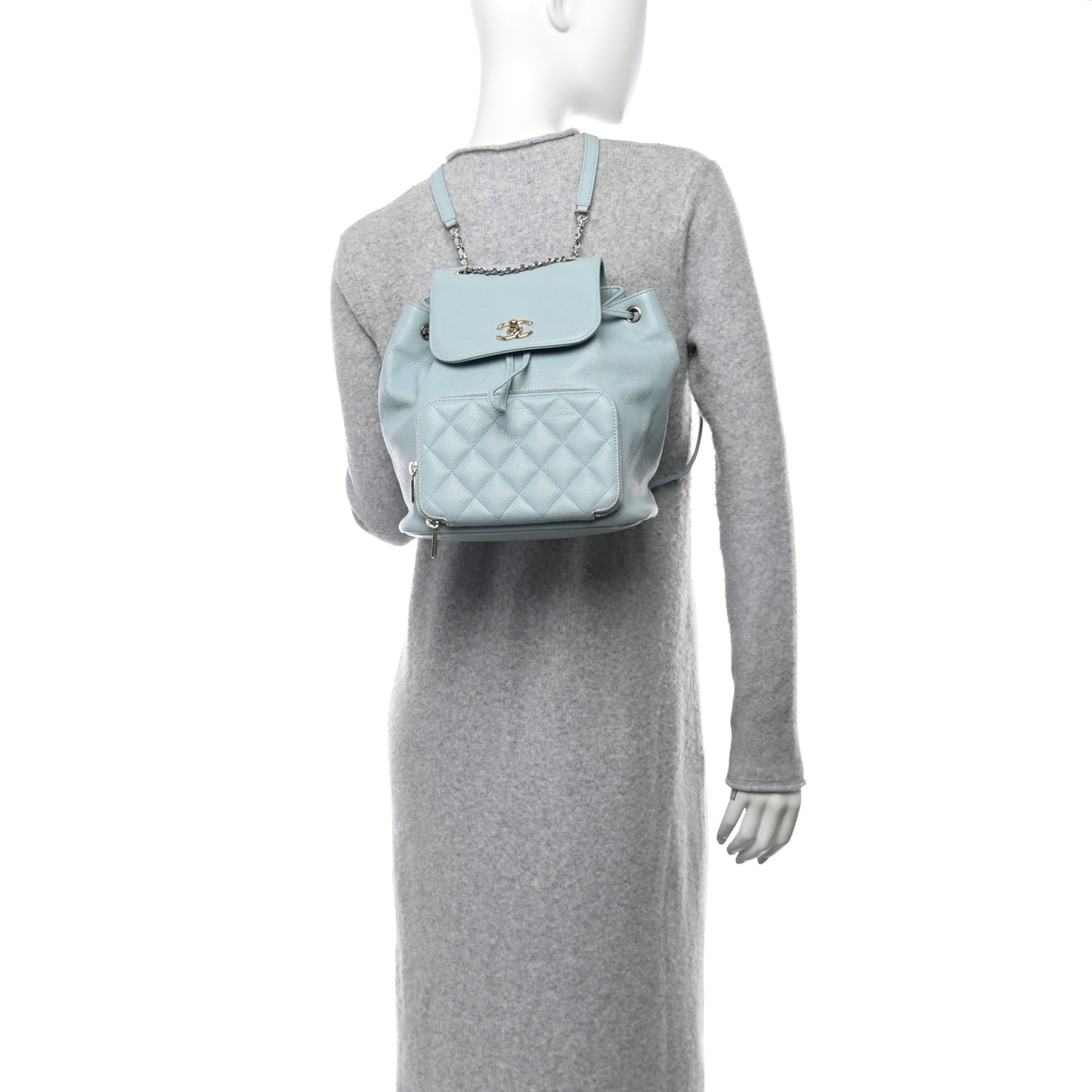 Caviar Quilted Business Affinity Backpack Light Blue