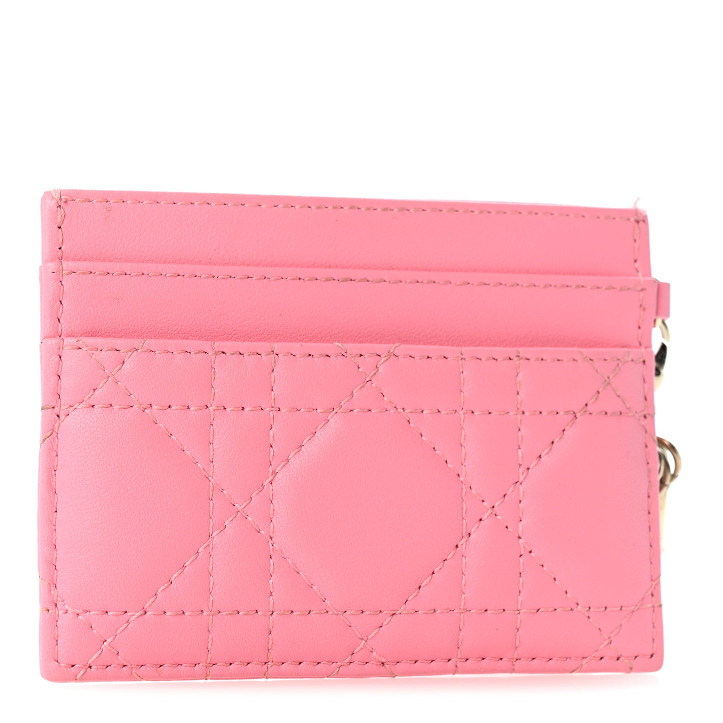 Lambskin Cannage Lady Dior Card Holder Strawberry Pink