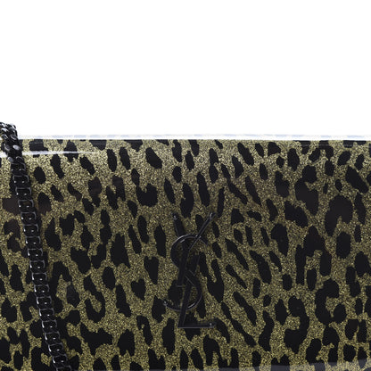 Saint Laurent Patent Leopard Print Monogram Chain Wallet Black Gold 8 of 8
