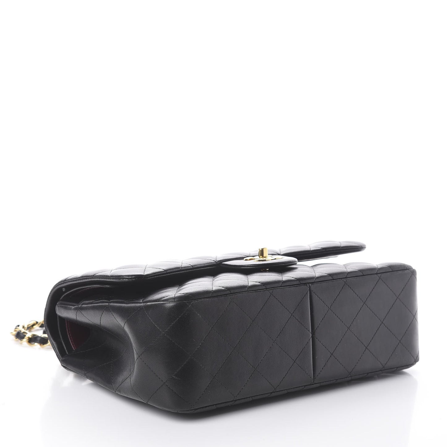 Lambskin Quilted Jumbo Double Flap Black