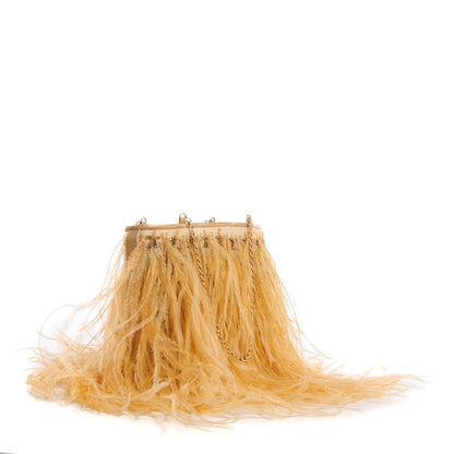 Chanel Ostrich Feather Beaded Evening Bag Gold 3 of 8