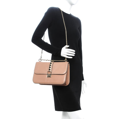 Valentino Garavani Vitello Large Glam Lock Rockstud Flap Poudre 3 of 8