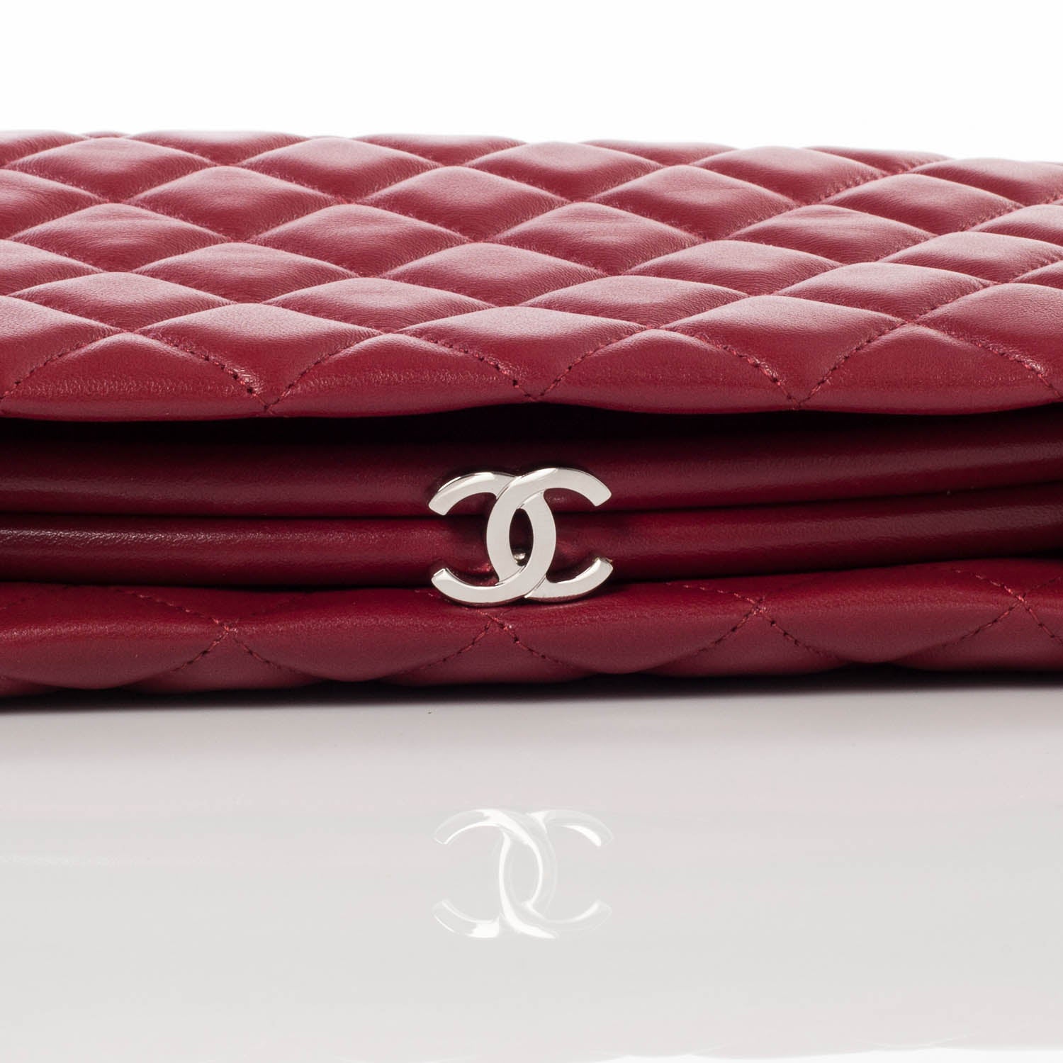 Chanel Lambskin Quilted Clutch Red 5 of 9