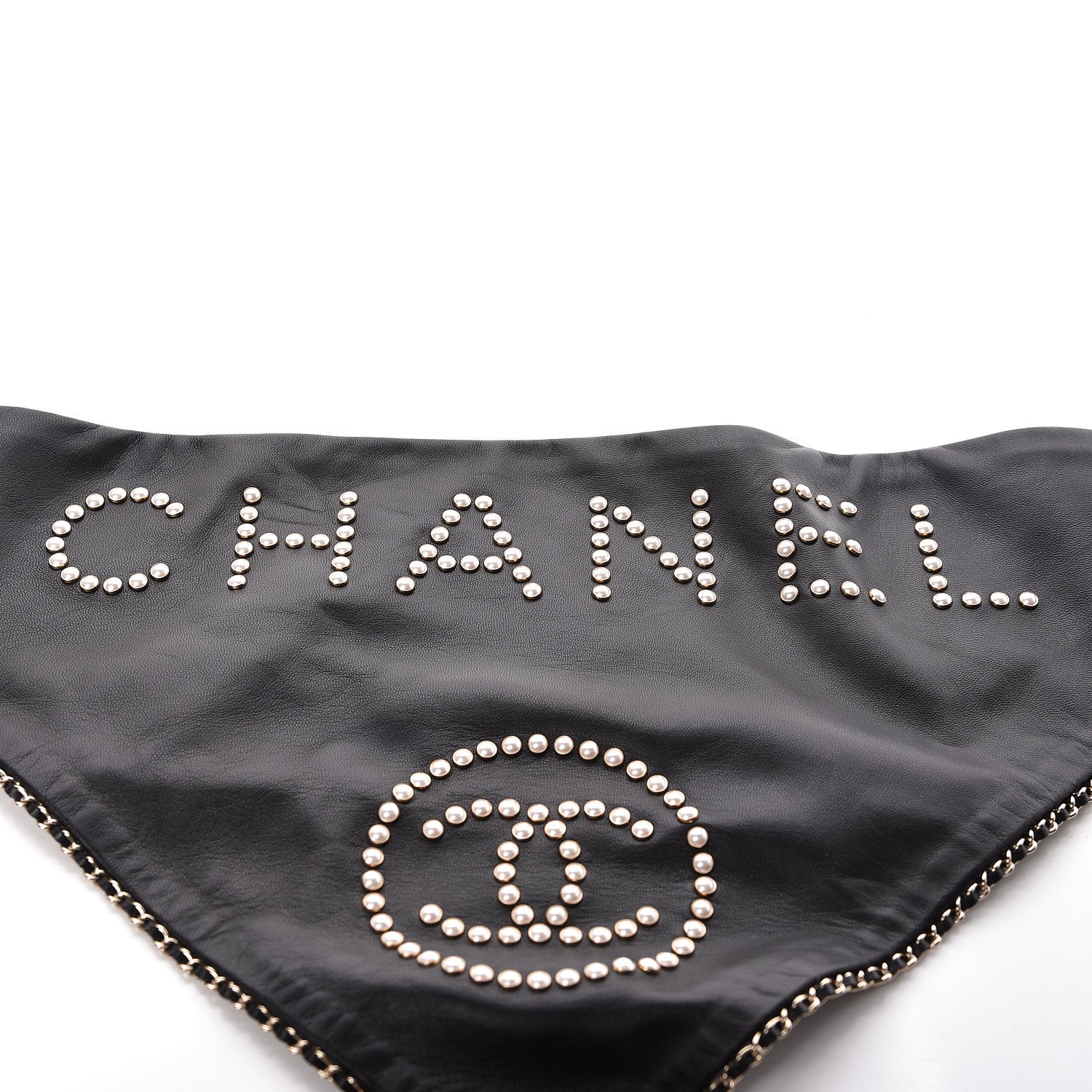 Chanel Lambskin Pearl Studded CC Bandana Black 3 of 4