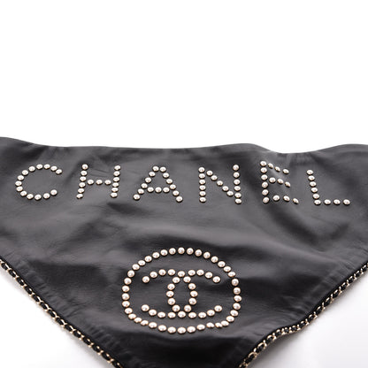 Chanel Lambskin Pearl Studded CC Bandana Black 3 of 4