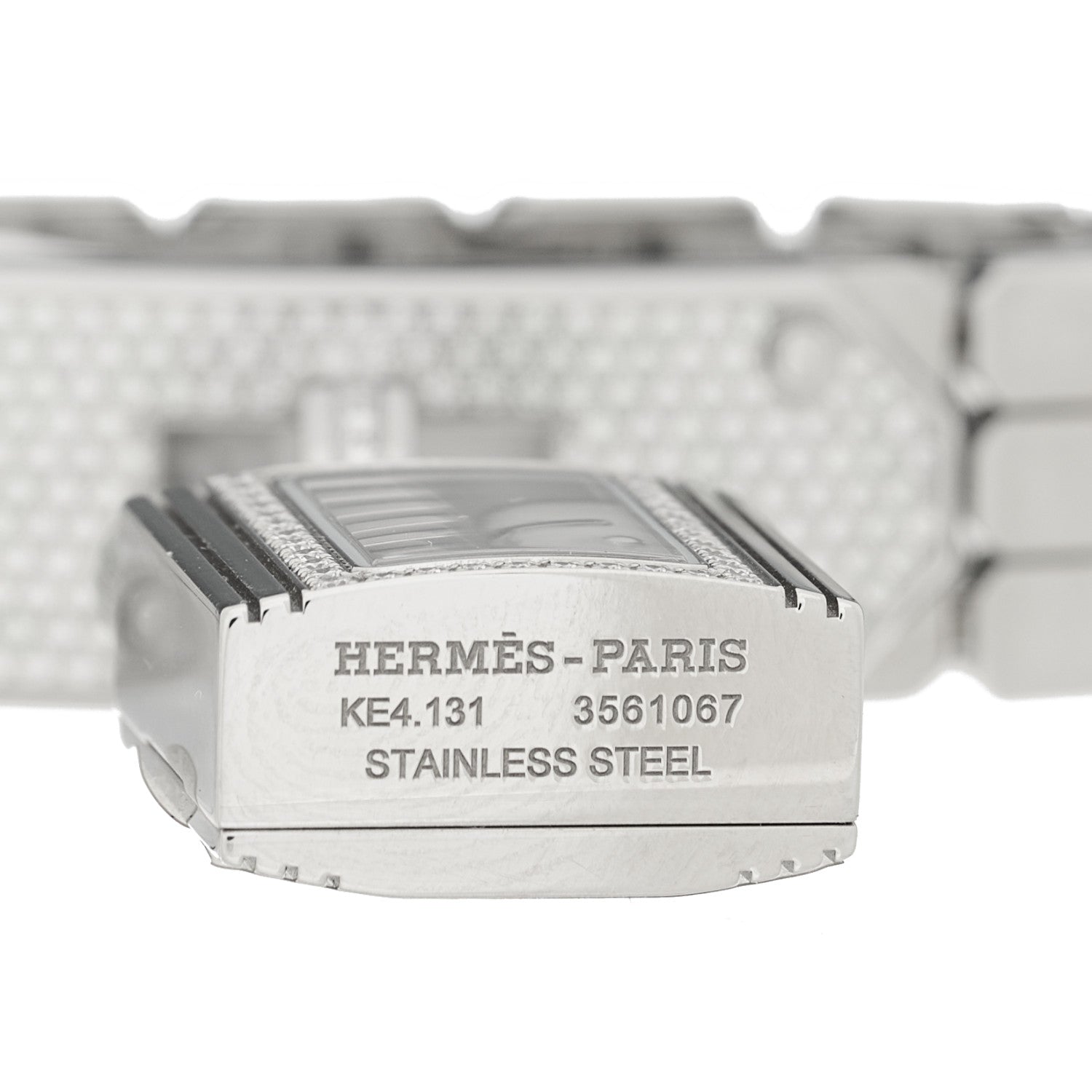 Hermes Stainless Steel Diamond Pave 16mm Kelly Quartz Watch 4 of 5