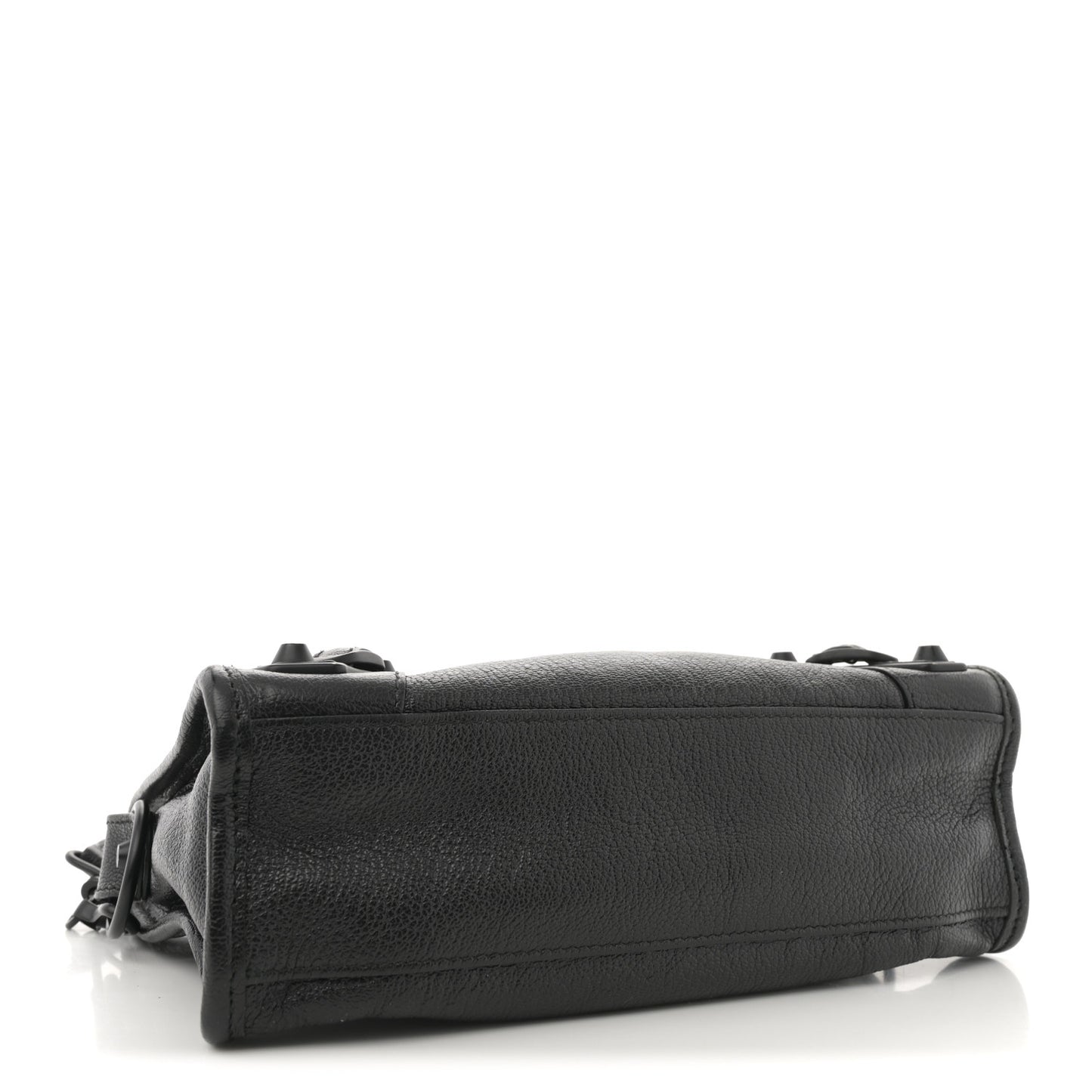 Shiny Goatskin Matte Black Metallic Edge Hardware Mini City Black