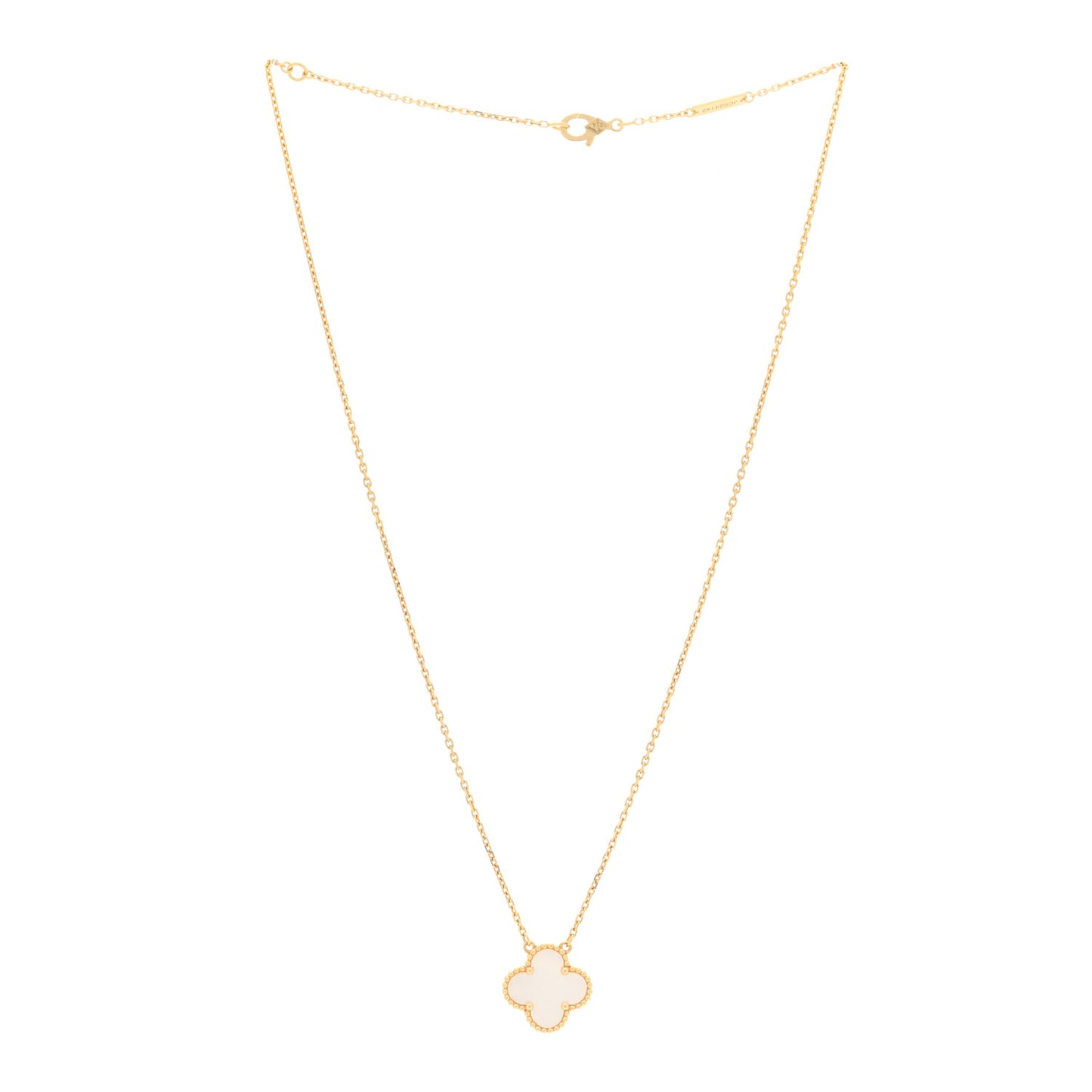 18K Yellow Gold Mother of Pearl Vintage Alhambra Pendant Necklace