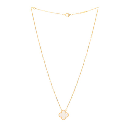 Van Cleef & Arpels 18K Yellow Gold Mother of Pearl Vintage Alhambra Pendant Necklace 3 of 6