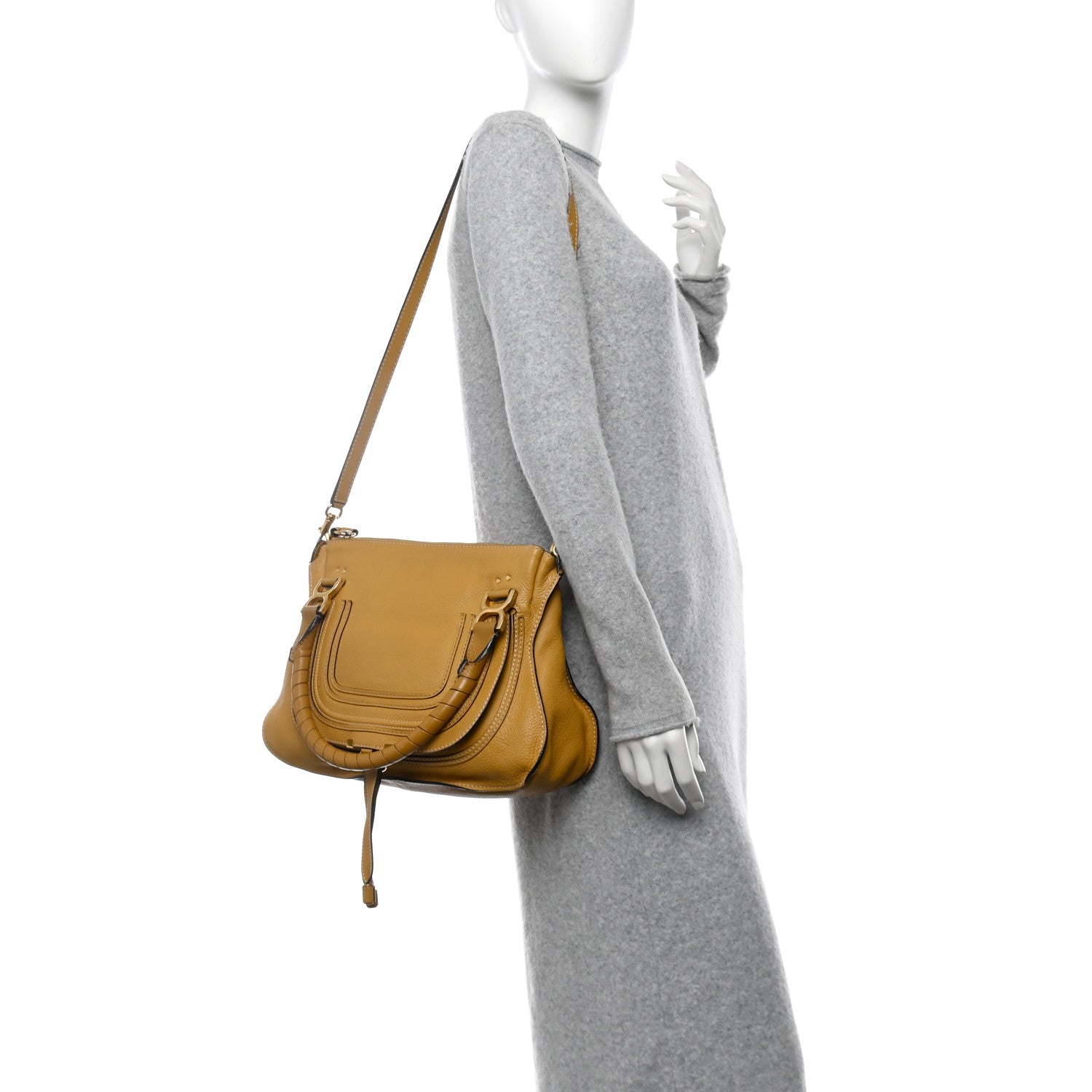 Chloe Calfskin Medium Marcie Satchel Sand Shell 2 of 14