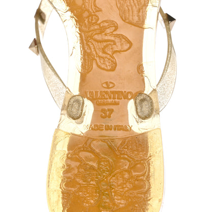 Valentino Garavani PVC Jelly Glitter Rockstud Bow Thong Sandals 37 Gold 7 of 7