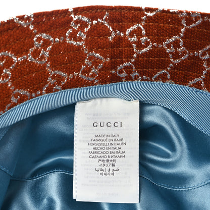 Gucci Canvas Lame GG Monogram Bucket Hat M Burnt Orange Silver 8 of 9