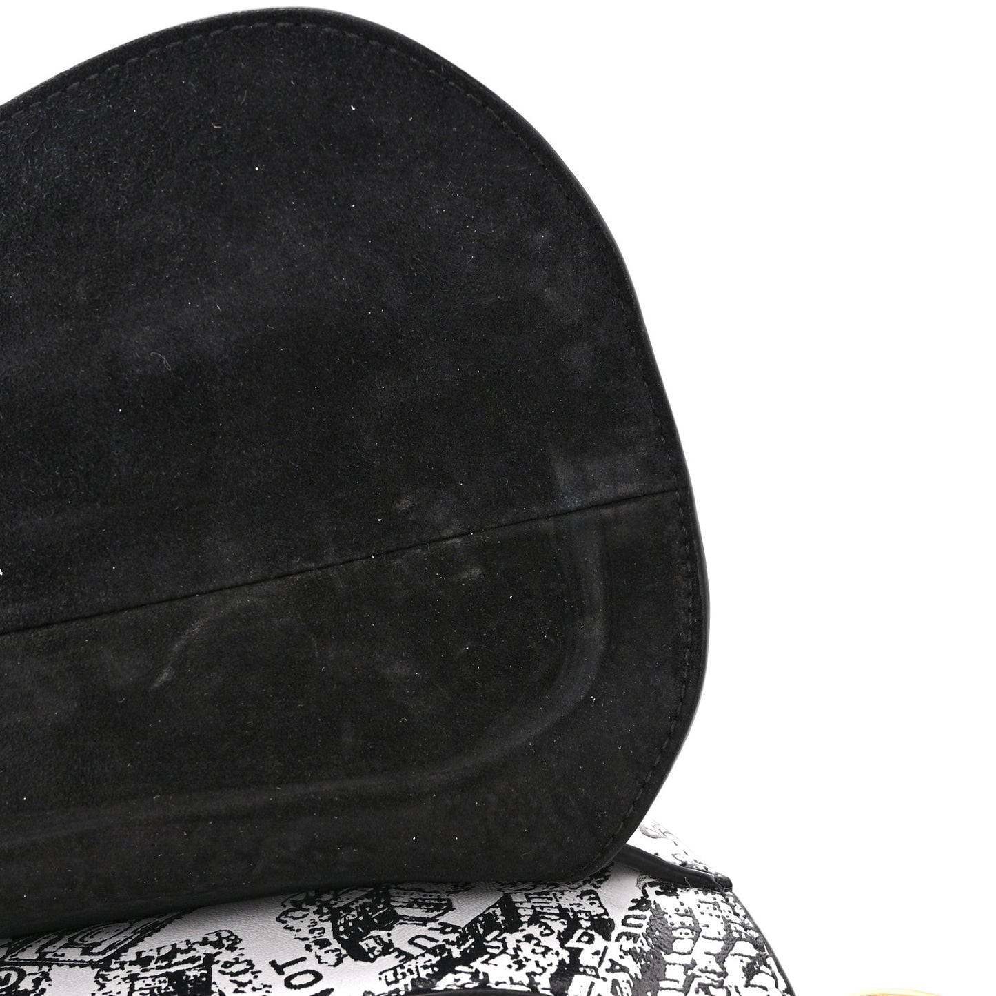 Calfskin Plan De Paris Printed Saddle Bag With Strap White Black